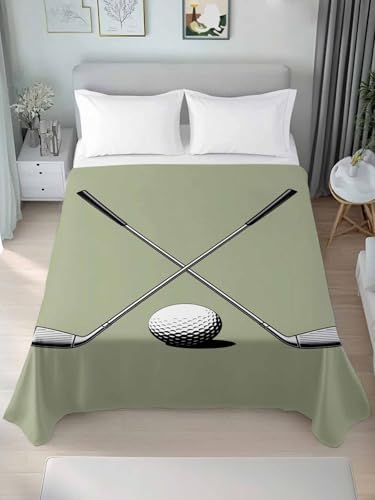 King Flat Sheet Golf Ball Club Flat Sheets Only Soft Breathable Microfiber Bedding Top Sheets Luxury Hotel Quality Game Sports Sage Green King Bed Sheet for All Season Bedroom Dorm Home Decor - Image 3