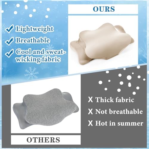 Hahafelt Cooling Cervical Pillowcase Cover with Envelope Closure (Only Pillow Case) Ergonomic Neck Pillowcase Smooth Soft Cool Pillow Cover for Side Back Stomach Sleepers(Champagne,Standard Size) - Image 3