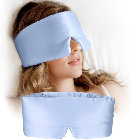 Silk Sleep Mask for Women and Men, Side Sleeper, 22 Momme Pure Mulberry Silk Total Blackout 100% Mulberry Eye Mask with Adjustable Headband Full Size, Eye Masks for Sleeping and Travel by Unknown