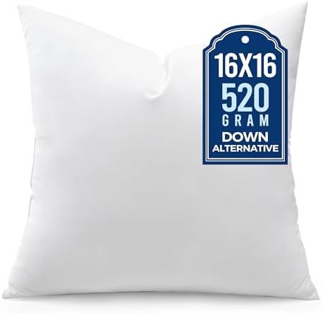 puredown® 16x16 Throw Pillow Inserts, Pack of 1, Fluffy Soft Pillow Inserts Form Sham Stuffer, Square Decorative Throw Pillows for Couch, Sofa, Bed and Home Decor by Puredown
