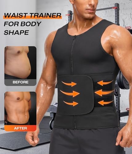 Junlan Waist Trainer Mens Sauna Suit Shirt Sweat Vest Weight Loss Gym Faja - Image 4