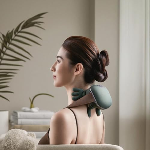 ZoserX - Bionic Heated Massager, Portable Shiatsu Neck and Back Massager, Electric Deep Tissue 4D Kneading Massage, Simulated Human Hand Design for Pain Relief and Muscle Relax (Green) - Image 2