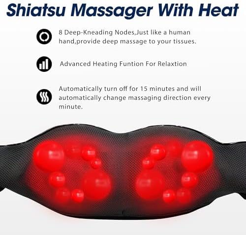 UFFAE Shiatsu Neck and Back Massager with Heat, Black Grey (NOT Cordless) - Image 2