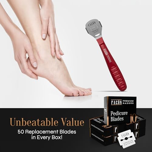 Facón Professional Callus Shaver Remover with 50 Blades, Pedicure Razor for Feet & Hands, Foot Razor for Callus Removal, Callus Blade Remover, Corn Shaver, Surgical Grade Premium Stainless Steel Tool - Image 5