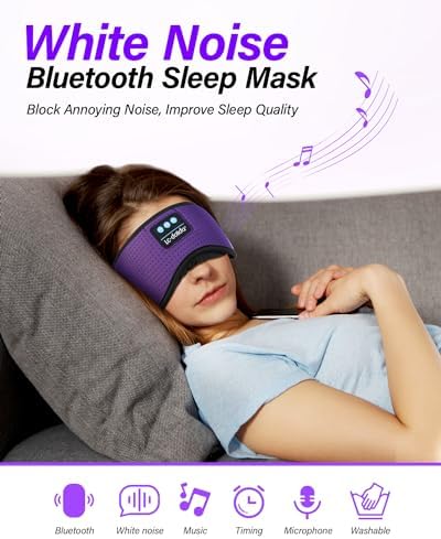 LC-dolida Sleep Headphones, White Noise Bluetooth Sleep Mask 3D Breathable Wireless Eye Mask for Timing, Sleep Mask with Bluetooth Headphones for Side Sleepers Travel Yoga, Cool Gadgets for Women Men - Image 5