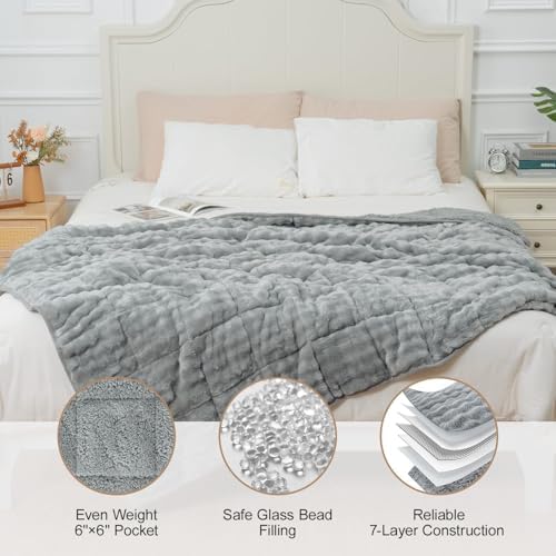 Cottonblue Fleece Weighted Blanket 15lbs for Adults Twin Size 48"x72" Soft - Image 4
