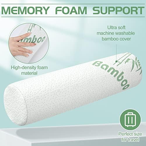 Bucherry 3 Pack Memory Foam Roll Pillow Neck Bolster, 18 x 4 Inches - Image 3