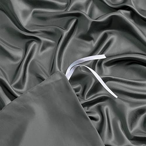 NSGZ Satin Duvet Cover for Weighted Blanket, 60x80, 8 Ties, Dark Grey - Image 5