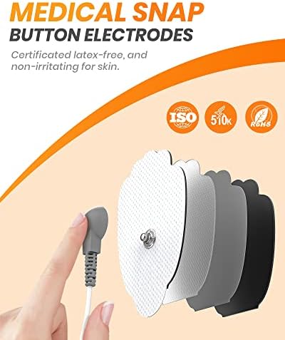 20-Pack TENS Unit Replacement Pads, Long-Lasting Snap Electrodes for 50 Times of Use per Pad, Latex-Free TENS Pads Set Compatible with TENS EMS Devices Using 3.5mm Button Lead Wires - Image 4
