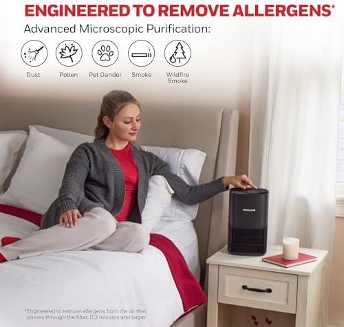 Honeywell Allergen Plus Compact HEPA Small Room Air Purifiers, Black - Image 4