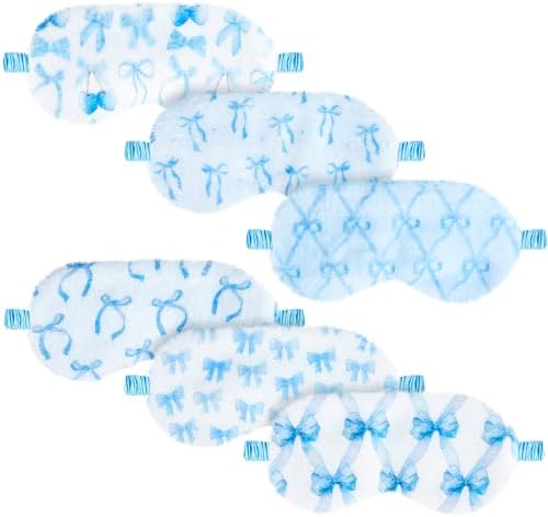 Cuffbow 6 Pack Fuzzy Sleep Masks Plush Eye Mask,Bow,Blue by Cuffbow
