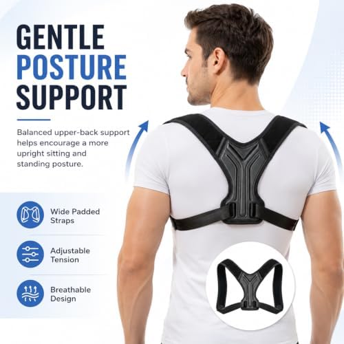 Posture Corrector for Women and Men, Adjustable Upper Back Brace with Shoulder Pads, Back Straightener for Rounded Shoulders & Daily Posture Support (Large) - Image 3