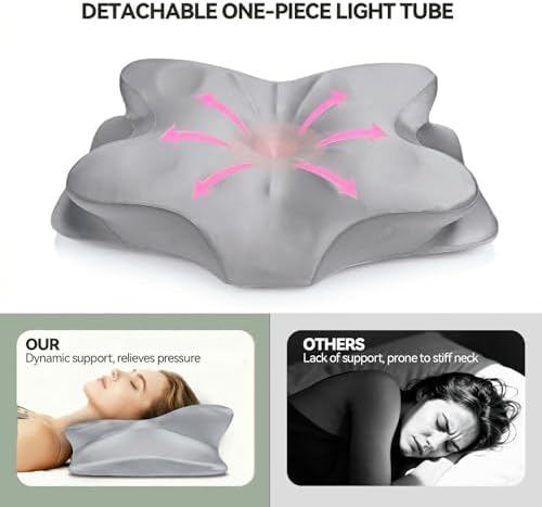 2-Pack Cervical Neck Pillow for for Neck Support,Ergonomic Memory Foam Contour Pillow with Wrinkle-Resistant Silky Satin Fabric Cover,Orthopedic Bed Pillow for Side,Back,Stomach Sleepers,Gray - Image 5