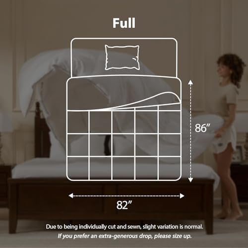 Pacific Coast Goose Feather Down Fiber Comforters Full Size, Extra Fluffy White Duvet Insert, Ultra-Soft, Breathable, All Season Hotel Luxury Bedding Comforters, 8 Corner & Center Loops (82"x86") - Image 6