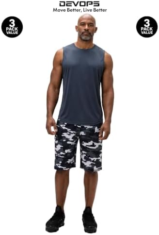 DEVOPS 3 Pack Sleeveless Men's Muscle Shirts Dry Fit Tank Top Gym - Image 3