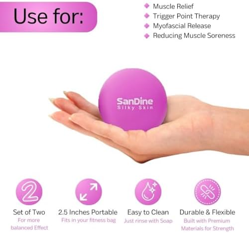 Lacrosse Massage Balls for Deep Tissue Massage - Release Tension Relieve Muscle Soreness Improve Flexibility - Ideal for Myofascial Release Trigger Point Therapy - 2Pack Yoga balls by Sandine (Purple) - Image 4