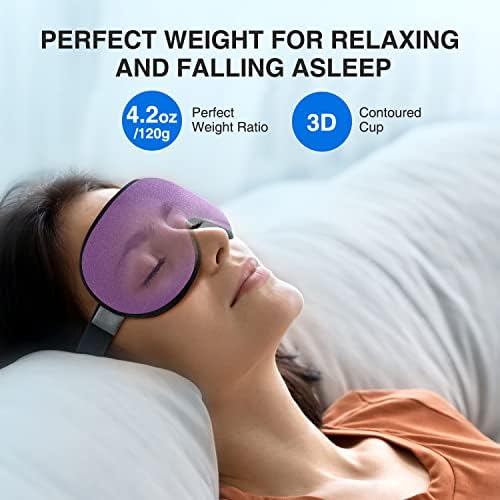 YFONG Weighted Sleep Mask for Women Men, 3D Light Blocking Eye Mask, Purple - Image 2