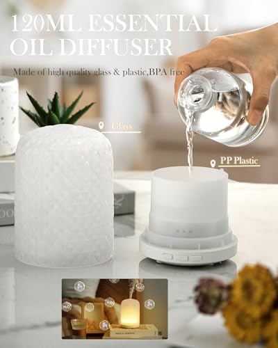 Essential Oil Diffuser - 2.4 MHz Ultrasonic Glass Diffuser with Pulse/Continuous Mist & 3 Night Light Modes, Waterless Auto-Off, Silent Aromatherapy Diffuser for Home, Office, Gifting & Home Decor - Image 5