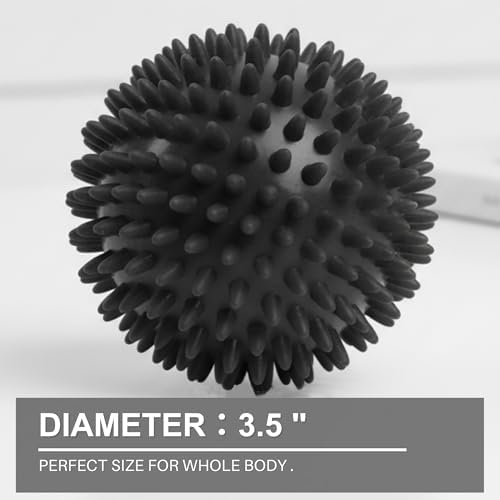 LEZER Spiky Massage Ball, Trigger Massage Point, Plantar Fasciitis, Deep Tissue Myofascial Release Tool, Foot Massager, Muscle Knot Relief, Physical Therapy, 3.5 in（Black） - Image 2