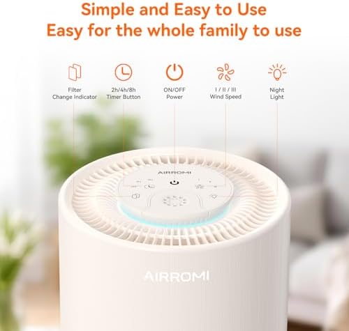 AIRROMI Air Purifier for Bedroom with A2001 Creamy Beige - Image 3
