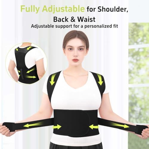 Posture Corrector for Women and Men, Adjustable Back Brace Support with Dual Support Rods, Shoulder Straightener Posture Corrector for Rounded Shoulders, Upper Back Support Brace, Breathable Posture Trainer (Black, XX-Large) - Image 3