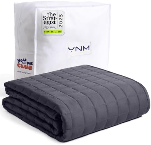 YnM Exclusive 25lbs Weighted Blanket, Smallest Compartments with Glass Beads, Bed Blanket for One Person of 240lbs, Ideal for on Queen or King Bed (Dark Grey, 60"x80" 25lbs) by YNM