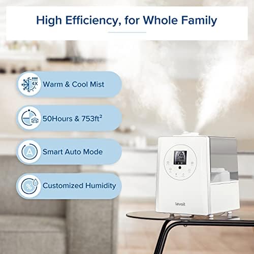 Levoit Humidifiers for Bedroom Large Room Home, Warm and Cool Mist, White - Image 2