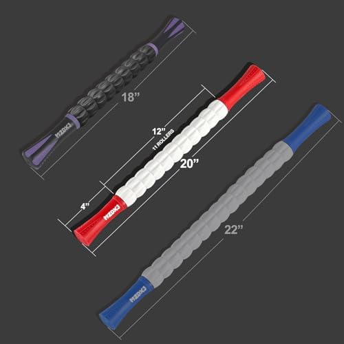 Muscle Roller Massage Roller Stick- Deep Tissue Fascia Blaster for Myofascial Pain Relief, Lymphatic Drainage & Body Sculpting, Handheld Physical Therapy & Recovery Tool ​(Red White inch) - Image 4