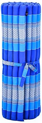 Leewadee - Kapok Roll Mat – Handcrafted Folding Sleep & Relaxation Mattress from Thailand, Ideal as Guest Bed, Camping Mat, Yoga Mat or Traditional Futon, 75 x 39 inches, Blue - Image 4