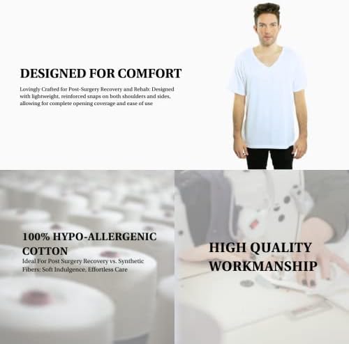 Inspired Comforts Unisex Post Surgery & Rehab V Neck Dual Access Snap Shirt - Image 6