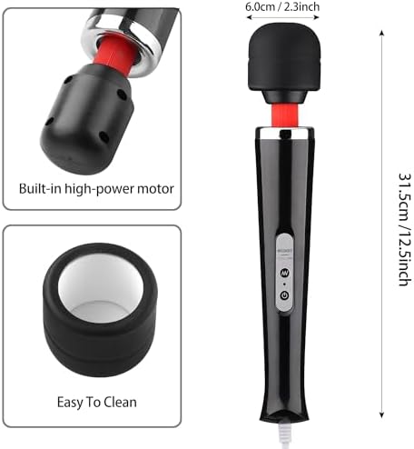 AEVEONE Personal Massage Device - Handheld Vibration Massager - Powerful Wired Wand - Best for Travel - Magic Stress Away - Perfect on Back Legs Hand Pains and Sports Recovery - Black - Image 2