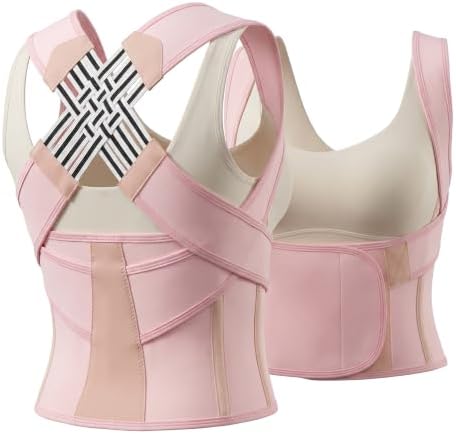 Transform Your Posture with the Back Brace Posture Corrector for Women - Adjustable Upper Support Brace for Neck, Shoulder & Back Straightener - Comfortable & Invisible for All-Day Wear! (Pink, Large) by Unknown