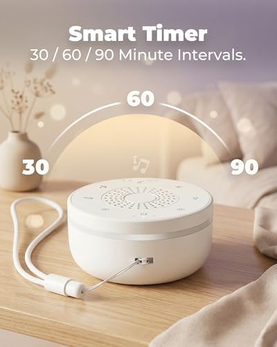 White Noise Sound Machine for Sleep, Portable White Noise Sound Machine with 30 Soothing Sounds, 3 Timers, Night Light, Memory Function for Baby Registry, Adults, Kids, Travel, Home, Office - Image 2