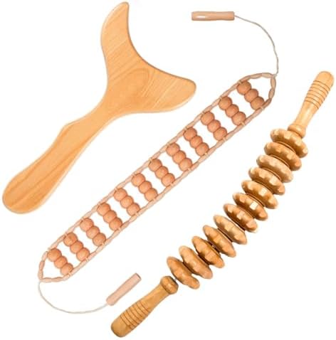3 Pcs Wood Therapy Massage Tools Sets, Maderoterapia Body Sculpting Kit for Lymphatic Drainage, Gua Sha for Muscle Relief, Anti-Cellulite & Body Shaping by Unknown