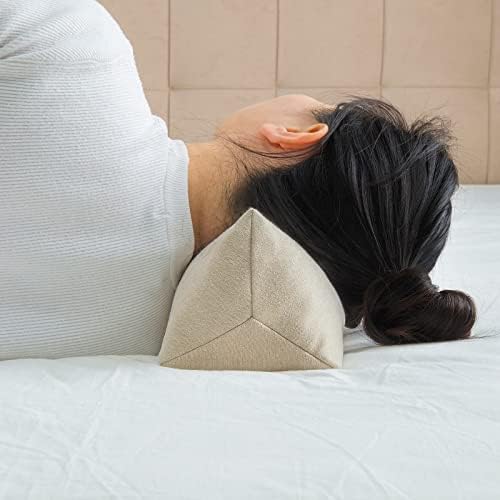 Buckwheat Neck Support Pillow Cervical Neck Cylinder Bolster Pillow,Buckwheat Hulls Adjustable Roll Pillow,Neck Pain Relief for Back and Side Sleepers Round Pillows for Lunch Break beige, 6*15 inch - Image 3