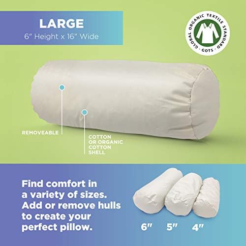 Bean Products Natural Organic Cotton Buckwheat Neck Roll Pillow 6"Dia x 16" - Image 3