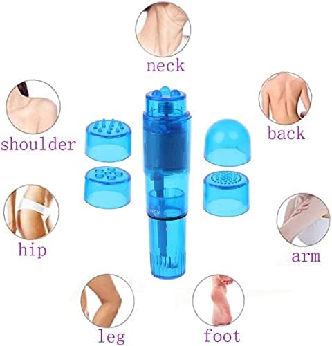 Small Mini Massager Portable Pen for Face, Neck, Head,Back Massage with 4 Heads (1PC Blue) - Image 5