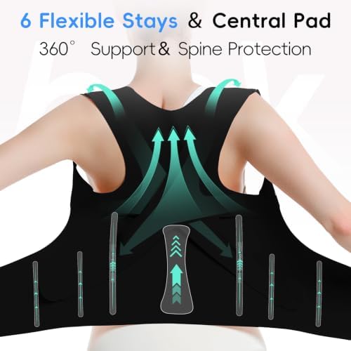 babaka Posture Corrector for Women and Men, Invisible Lightweight Adjustable Back Brace for Upper and Lower Back Pain Relief, Hunchback, Hump, Scoliosis, Thoracic, Spine Corrector Under Clothes (Black, Large, Waist: 35''-42'') - Image 4