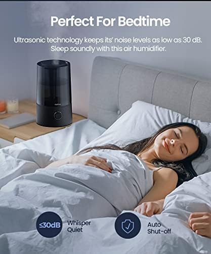 raydrop Humidifiers for Bedroom, Humidifiers for Home & Large Room, Cool Mist Humidfiers for Baby and Plant, Adjustable Mist Level, Auto Shut-Off, Black, 4.0L - Image 6