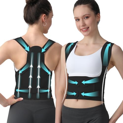 Posture Corrector for Women & Men, Adjustable Back Brace Shoulder Straightener, Full Back Support for Upper & Lower Back Pain, Hunchback, Scoliosis Relief (Black, Small) by Unknown