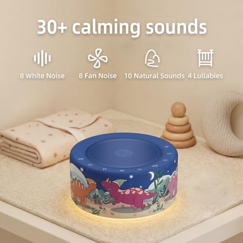 Kipcush White Noise Machine for Baby & Adults, Sleep Sound Machine with 30 Soothing Sounds, 8-Color Night Light, Memory Function, White Noise for Sleeping, Nursery, Office, Travel, Relaxation - Image 3