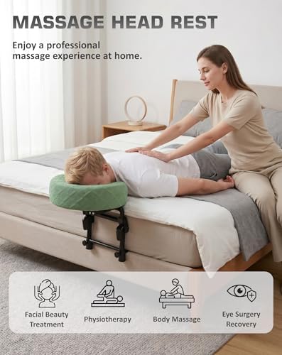 Massage Headrest for Bed with 2 Pack of Covers, Home Mattress Top Massage Kit, Adjustable Face Cradle for Professional and Home Use, Portable Face Down Head Holder Fits All Mattresses - Image 2