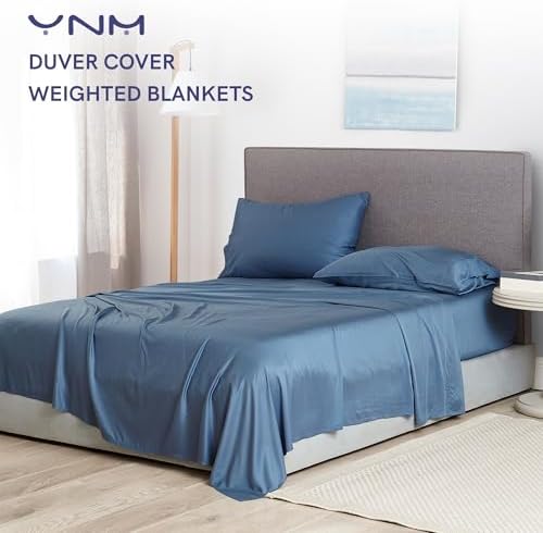 YnM Exclusive Cooling Duvet Cover for Weighted Blankets (Blue Grey, 41"x60") - Image 2
