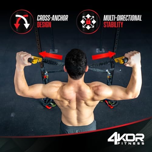 4KOR Cross Anchor Shoulder Performance Training System. Resistance Cords with Handles and Dynamic Workout Guide. Exercise Bands with Nylon Sleeves, Rubber Grips, and Carry Bag for Rehab and Strength - Image 2