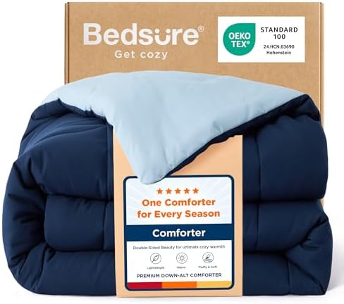 Bedsure Full Comforter Duvet Insert, All Season Bed Comforter, Quilted Down Alternative Duvet, Box Stitched Comforters with Corner Tabs, Machine Washable, 82 x 86 Inches (Navy Blue/Blue) by Unknown