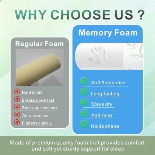 Cervical Neck Roll Pillow – Memory Foam Bolster Pillow for Neck & Back Support, Ergonomic Cylinder Pillow with Washable Cover for Side Sleepers, Lumbar, Knee & Leg Support - Image 5