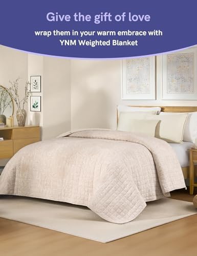 YnM 12lbs Weighted Blanket for Adults, Linen Heavy Bed Throw Blanket with Cooling Glass Beads for All Season Use, Ideal for ~110lbs (60x80 Inches, Queen, Palm Tree) - Image 4