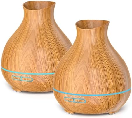Aromatherapy Essential Oil Diffuser,2 PCS Humidifier with 550ml Lasting Mist Output Waterless Auto-Off Ultrasonic Diffusers 7 Color LED Lights Cool Mist Humidifier for Large Room, Home by BZseed+Diffuser