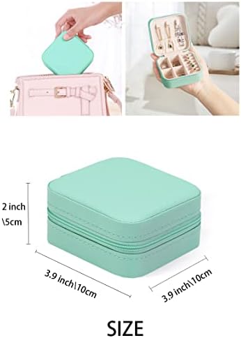 ZPROW Travel Jewelry Case, Mini Portable Jewelry Travel Boxes, Small Jewelry Organizer for Rings, Earrings, Pendants, Watches, Necklaces, Lipsticks Organizer Storage Holder Case (Cyan Blue) - Image 3