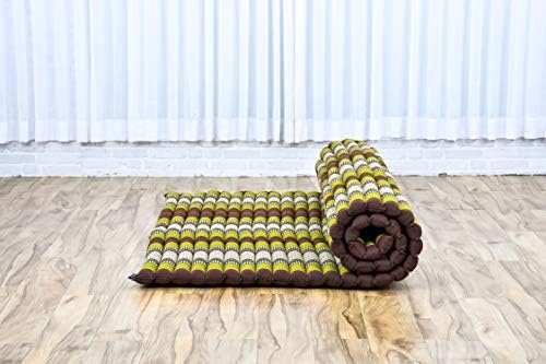 Leewadee - Foldable Floor Mattress - Japanese Roll Up Futon -Trifold Tatami Mat- Guest Floor Bed - Camping Mattress - Thai Massage Mat, Kapok Filled, 75 x 57 inches, Brown Green - Image 6